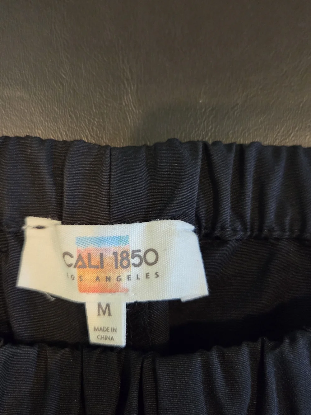 Cali 1850 Los Angeles Black Track Pants White Stripe Side Tie Wide Leg Size M - Picture 3 of 11
